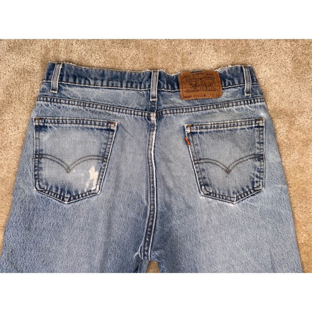 Vintage Levi's 505 Orange Tab Jeans Made in USA 35x30 (33x29)Straight Leg Denim